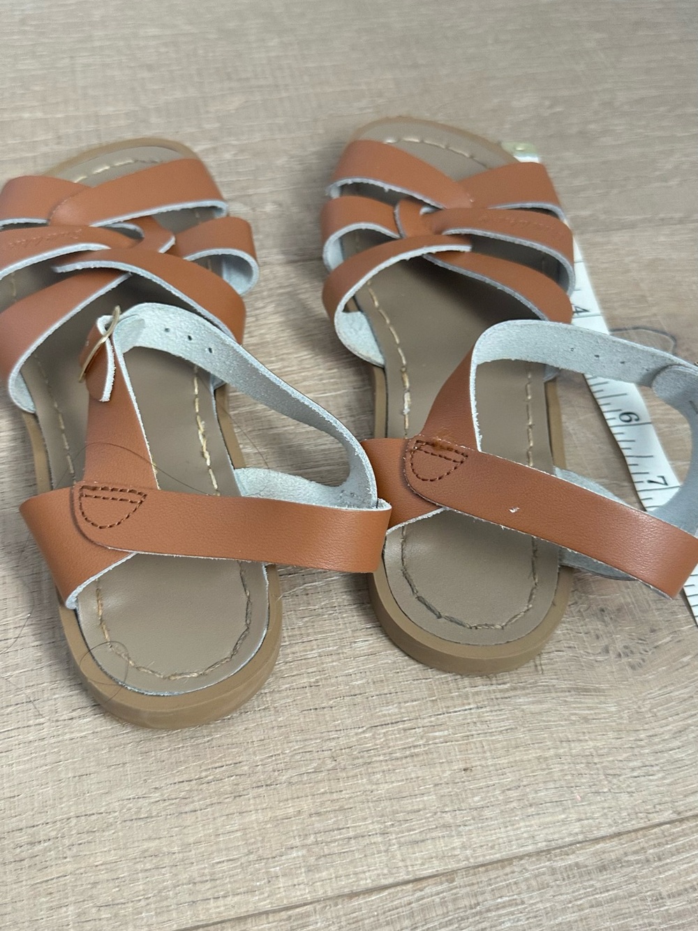 Salt Water Kids' Tan Leather Strappy Sandals - Picture 7 of 7